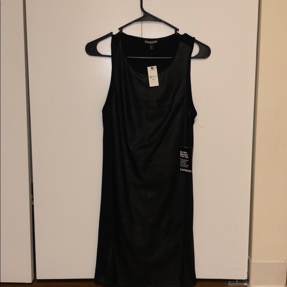 Black leather bodycon dress